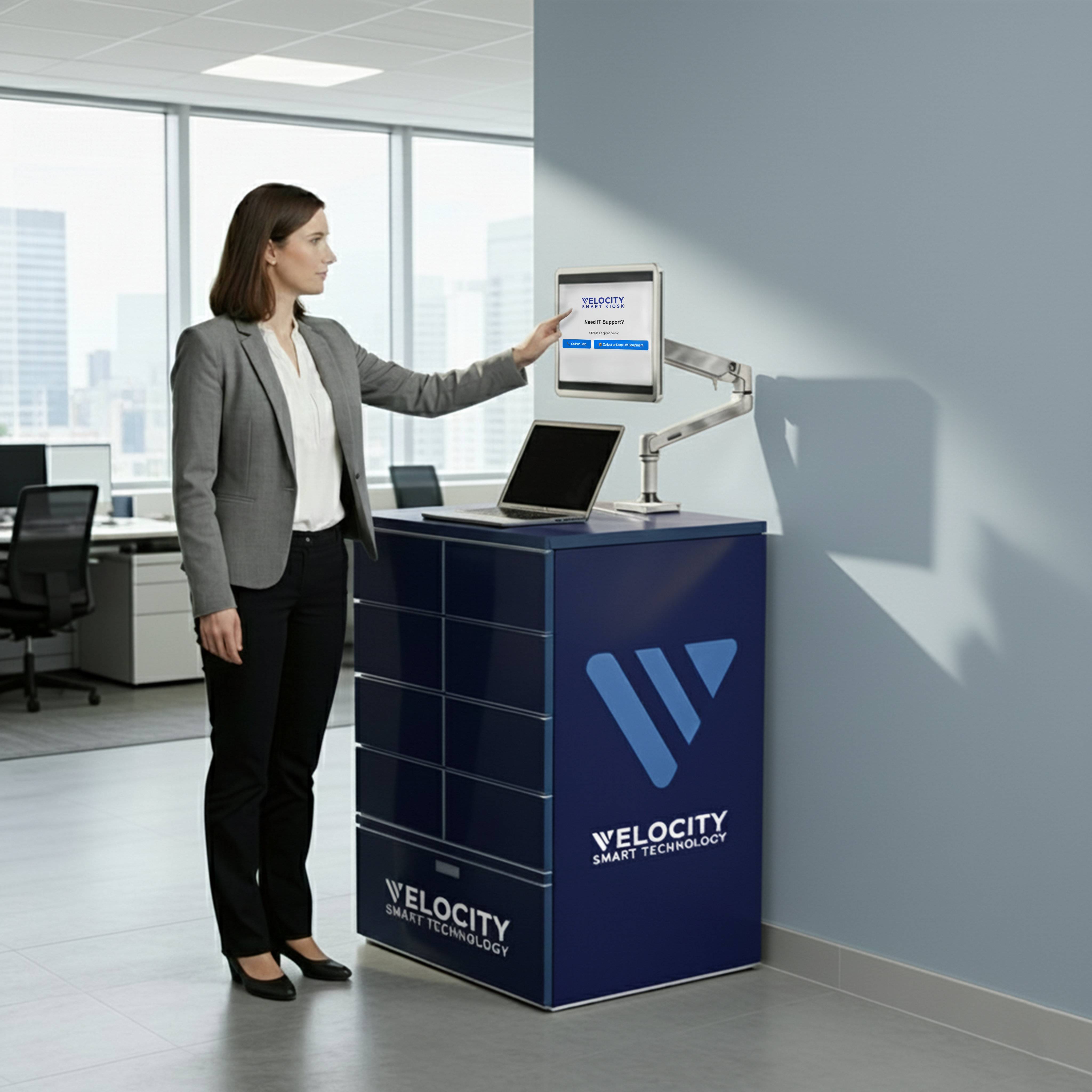 Smart Kiosk - woman interacting with screen