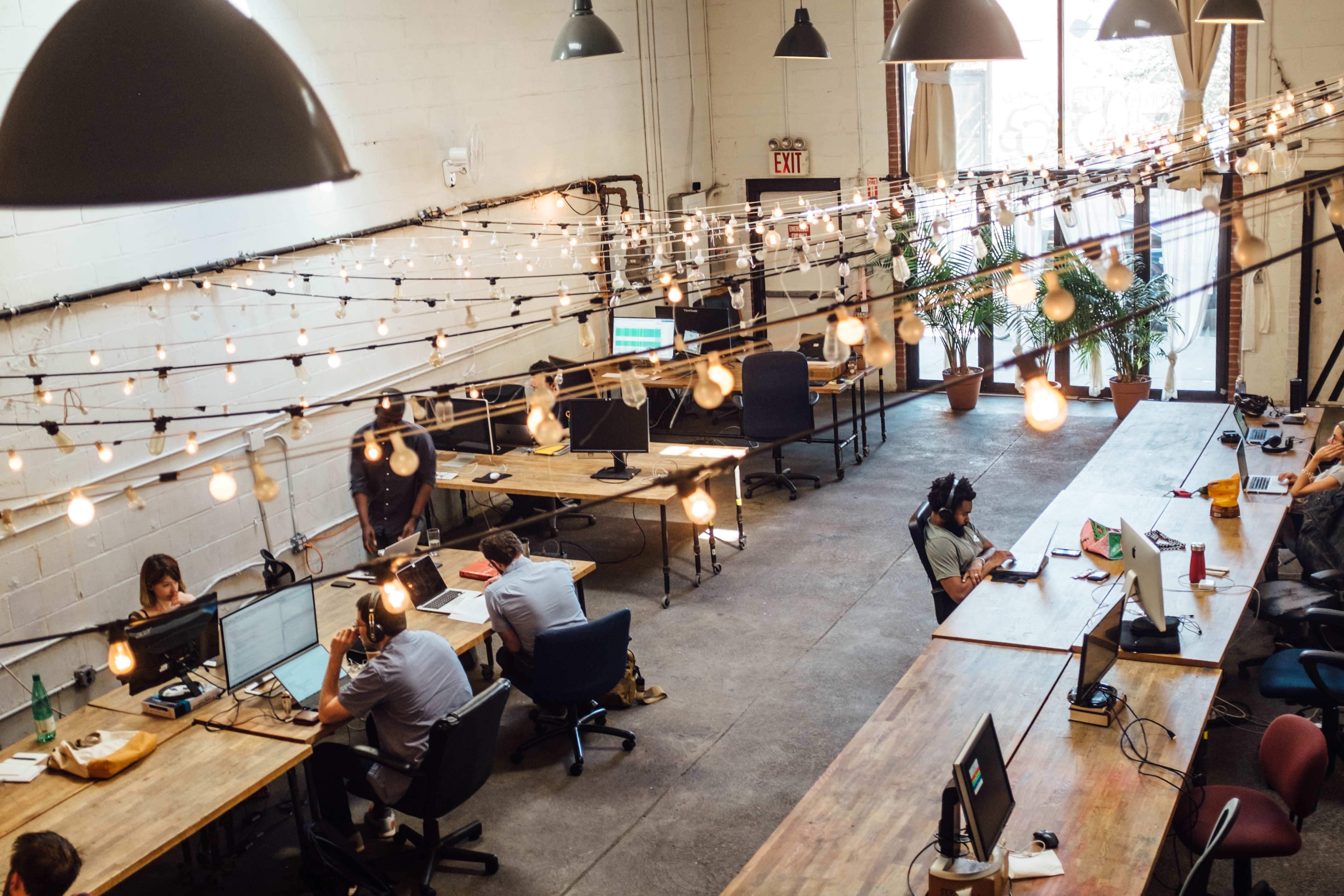 Co-working space in cosy room.